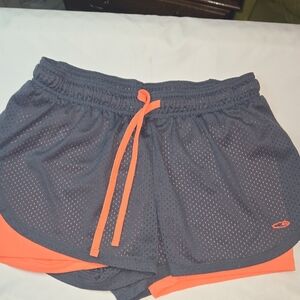 Champion Gray and Orange Athletic Shorts with Breathable Mesh